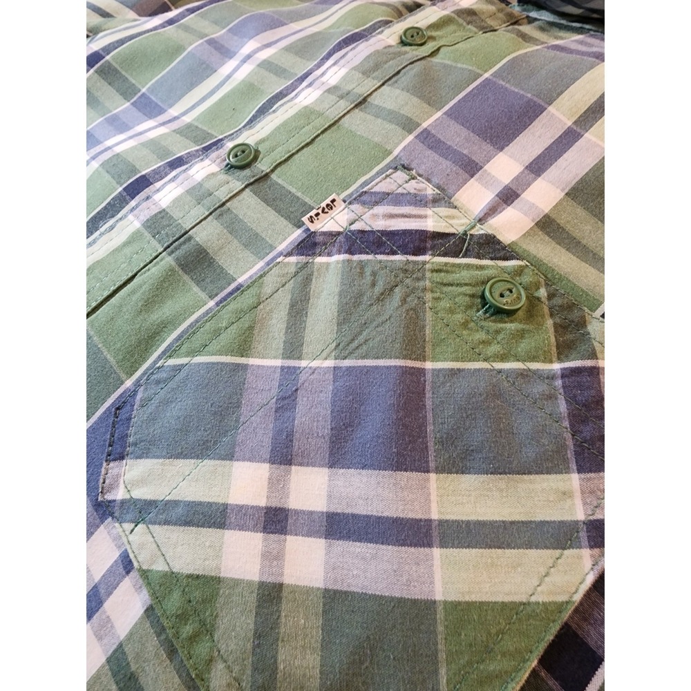 Levi's Mens Shirt, Size S, Green Plaid, Button Down, Short Sleeve, Cotton - Picture 4 of 7